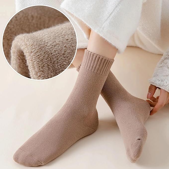 6 Pairs Of Warm Plush Terry Socks For Women