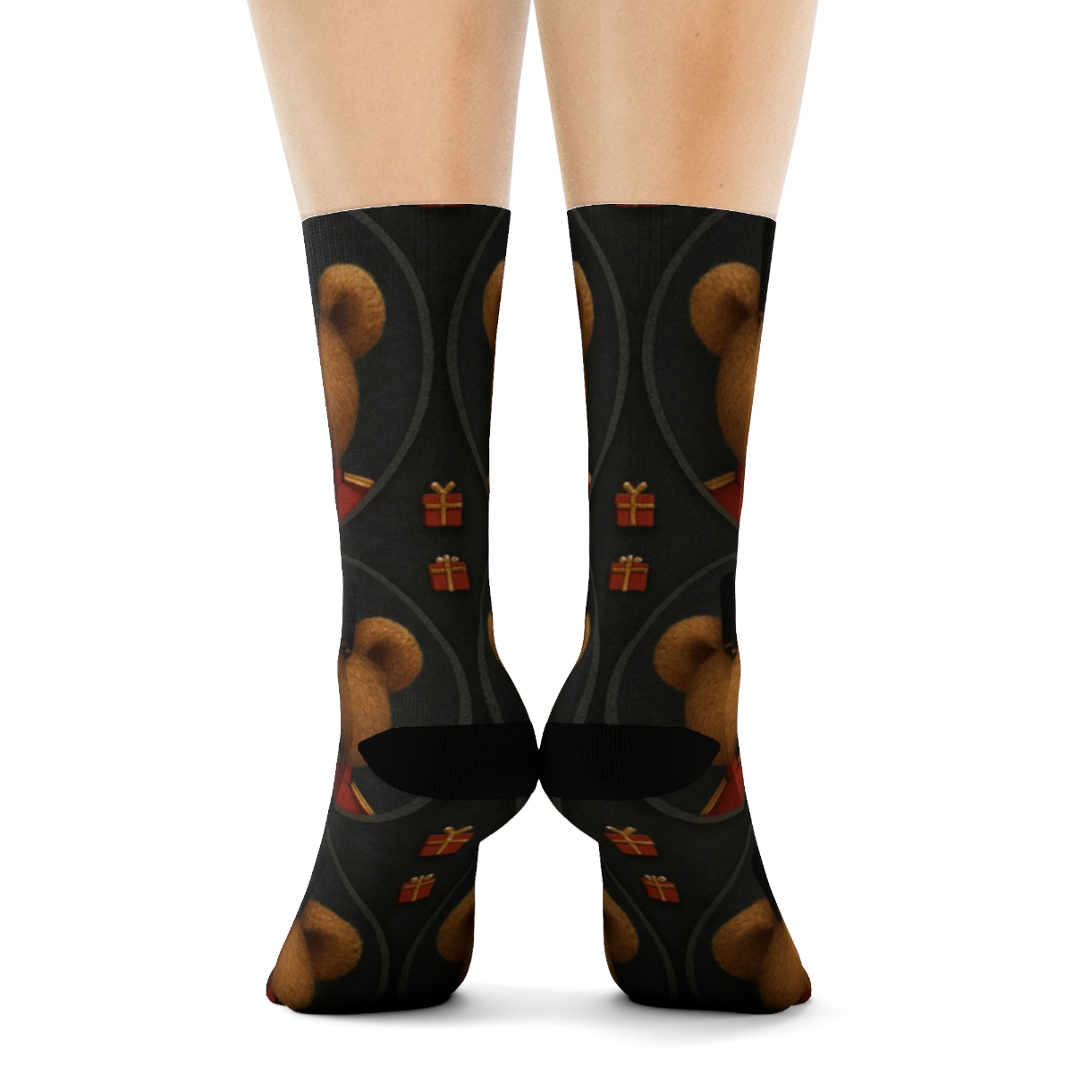 Nutcracker Bear Portrait Grid On Charcoal Background personalized crew socks