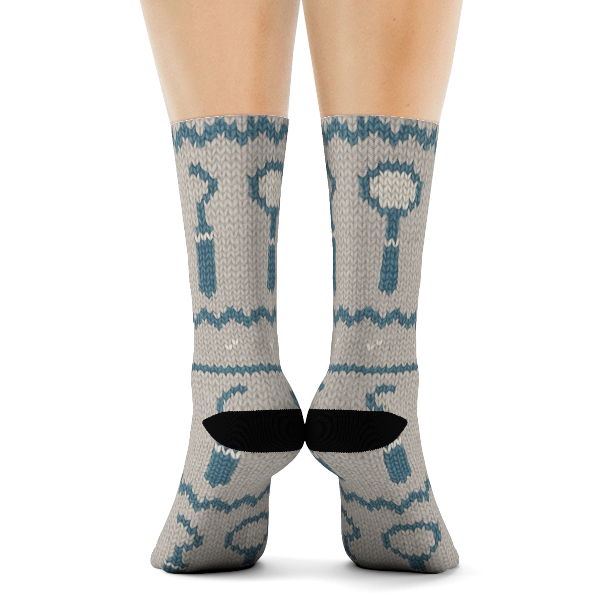 Knitted Illusion Dentist Tool Fair Isle designer printed crew socks