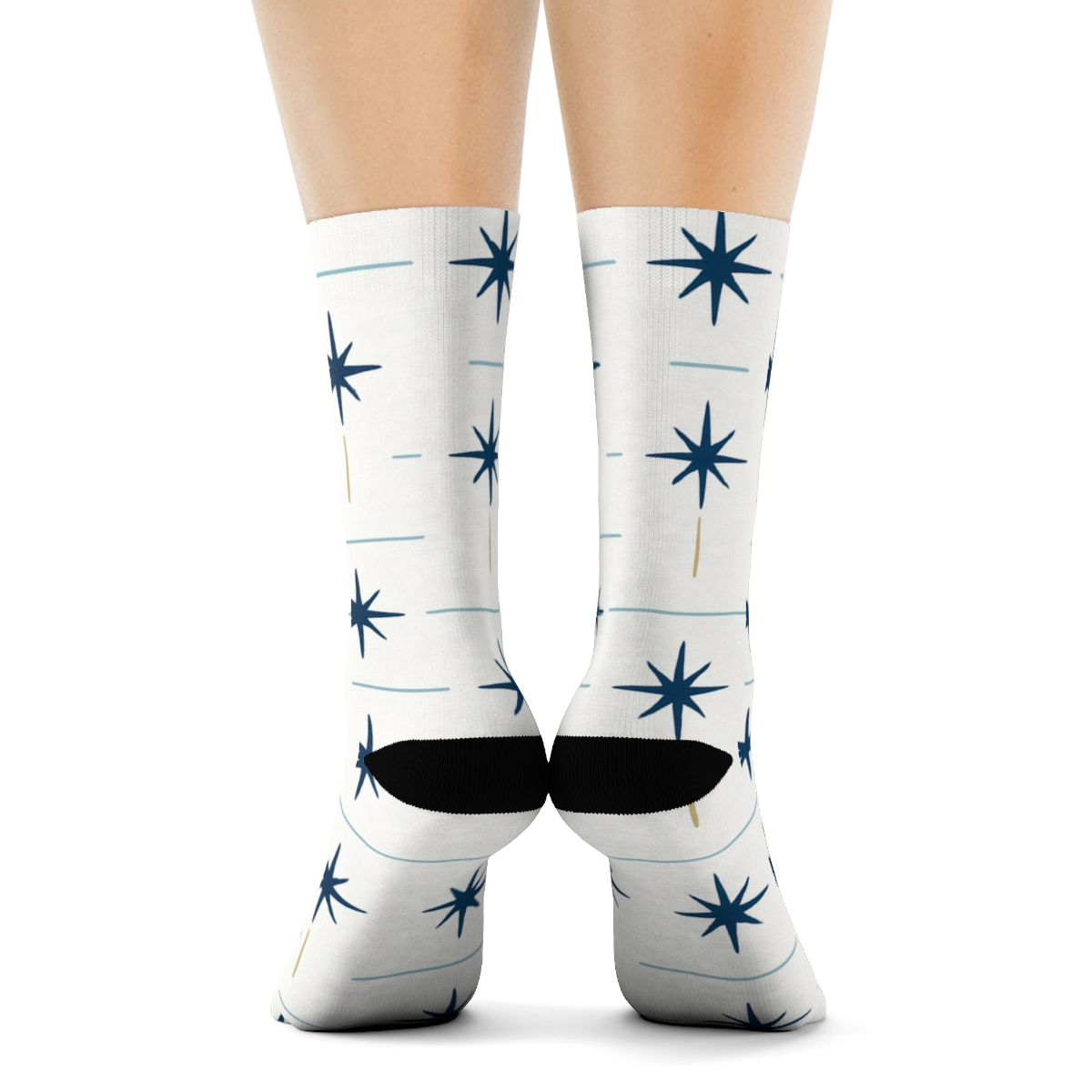 Minimal Guiding Horizon Pattern With Star Of Bethlehem Accent premium sports crew socks