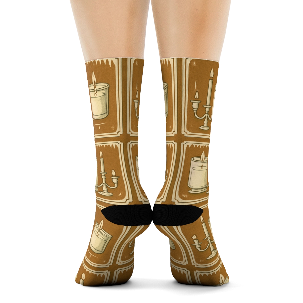 Vintage Apothecary Label Grid With Candle comfortable cotton crew socks