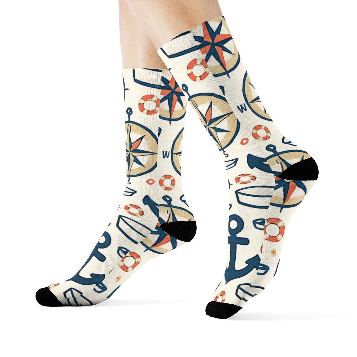 Compass And Anchor Sailor Tessellation custom crew socks