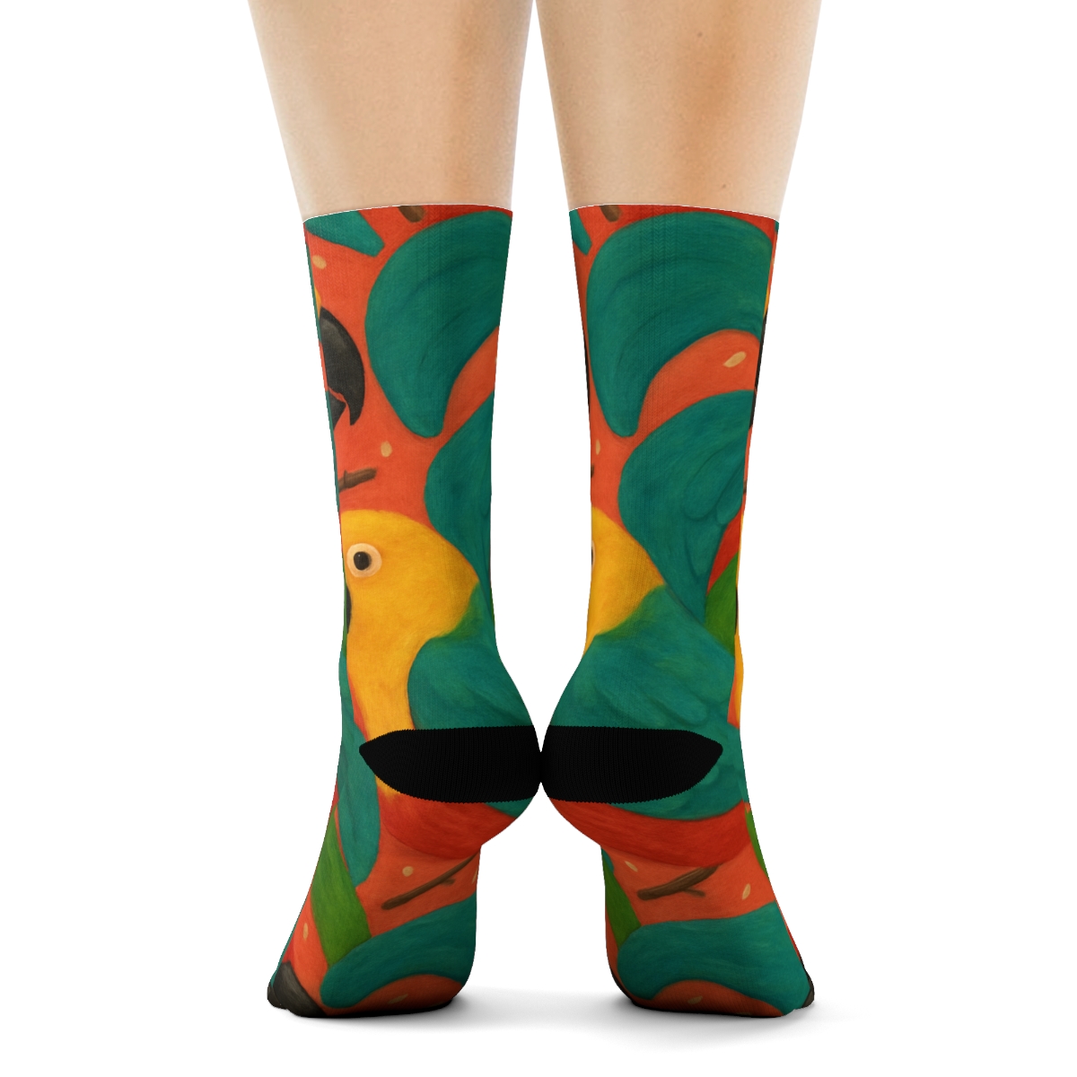 Tropical Parrot Beak Mosaic On Coral Background custom crew socks