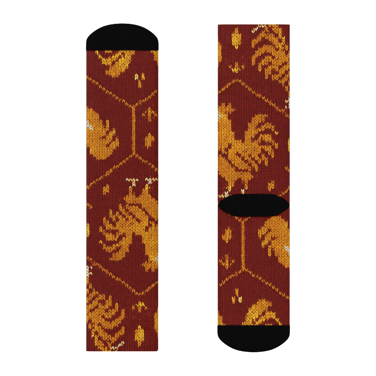 Knitted Illusion Chicken Feather Lattice unique graphic crew socks