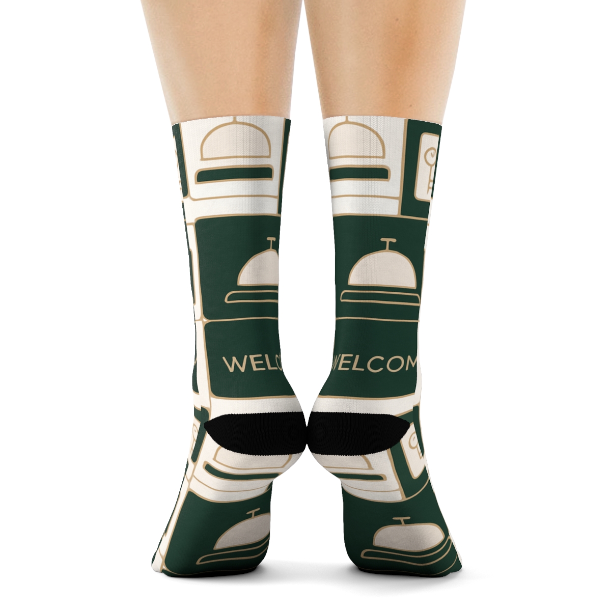 Mirrored Lobby Calm With Hotel Receptionist Icons personalized crew socks