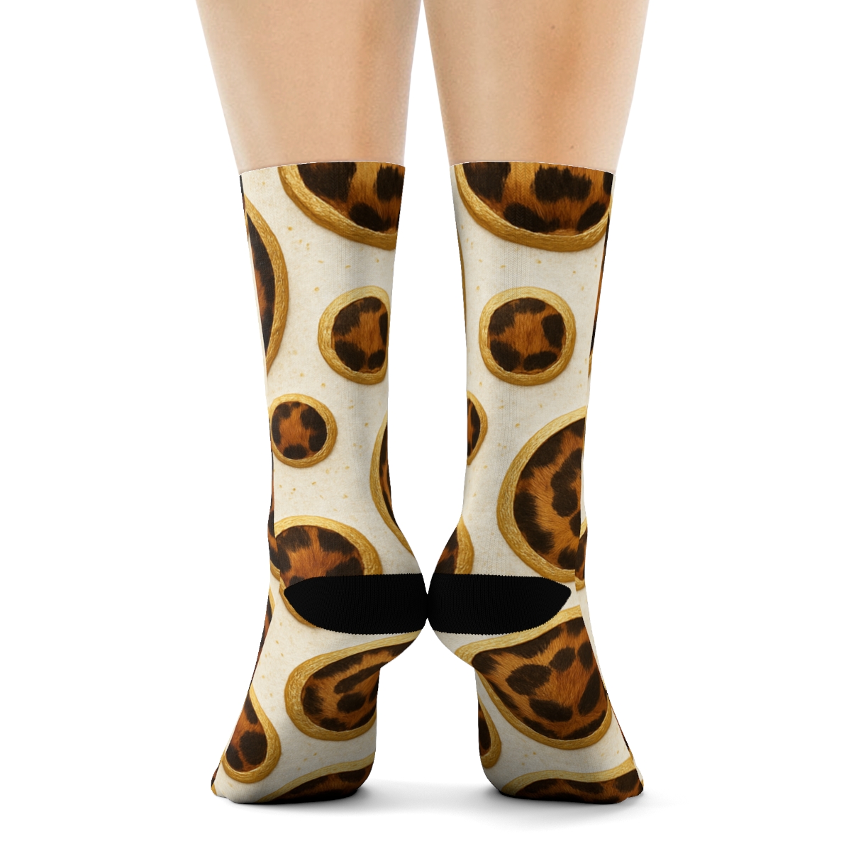 Blush Gold Rosette Medallions On Ivory Background soft everyday crew socks