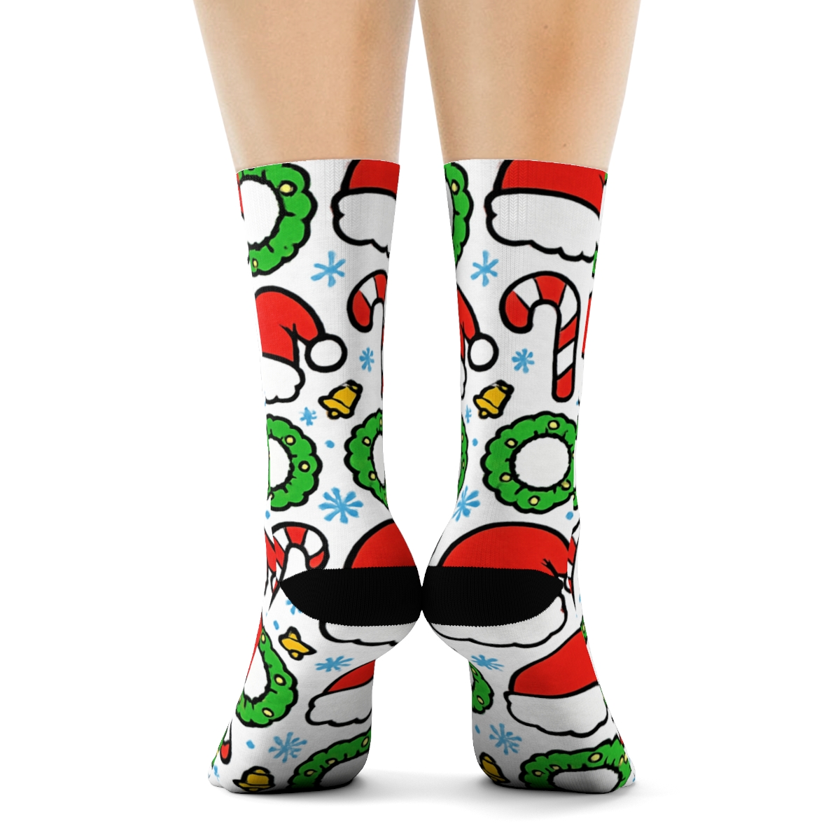 Candy Cane Constellations With Santa Claus Silhouettes soft everyday crew socks