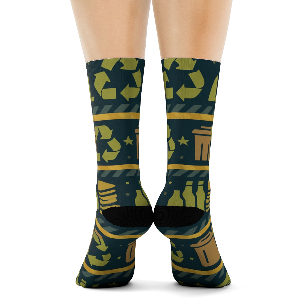 Industrial Collage Pattern Bands With Recycling Plant Worker custom crew socks