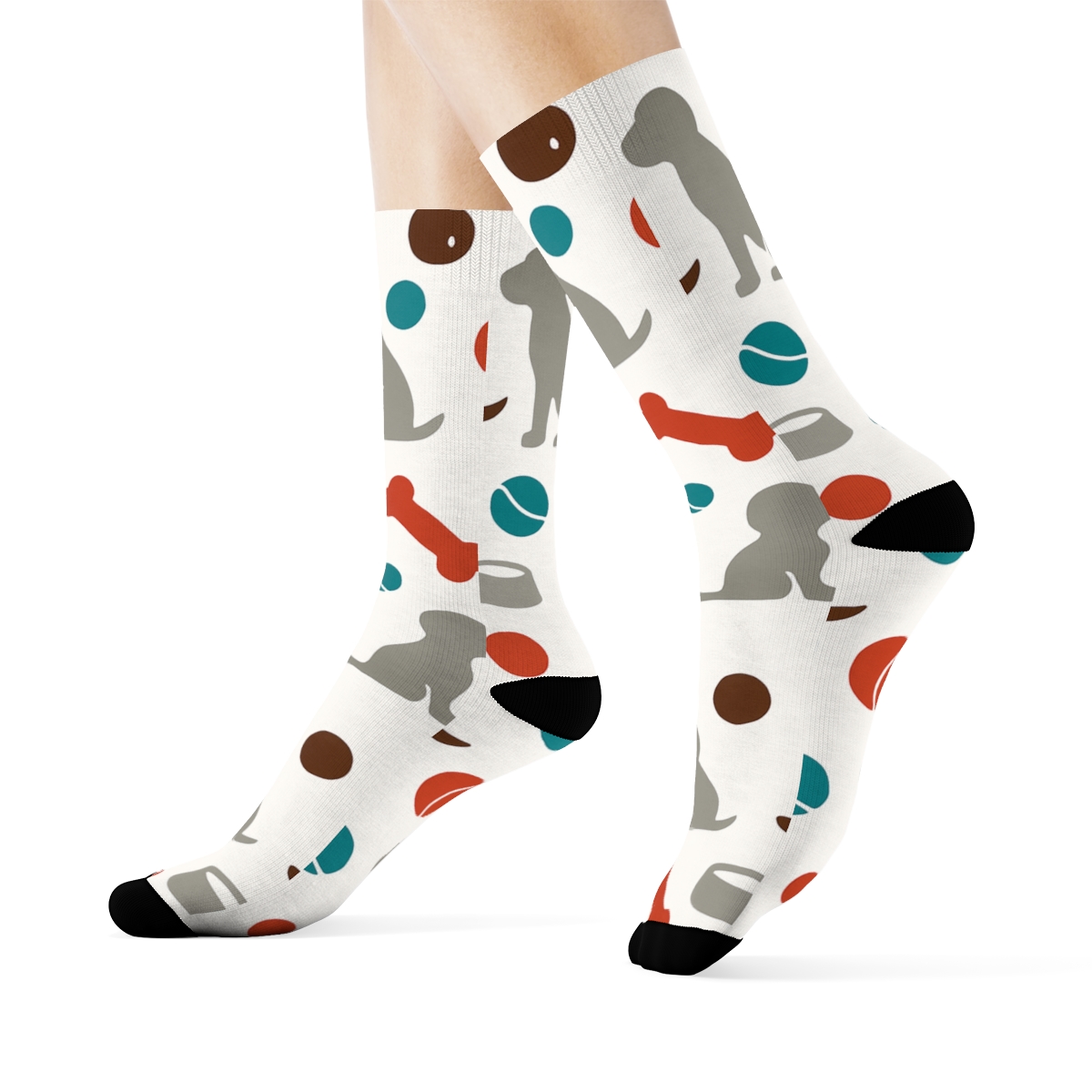 Minimalist Silhouettes With Dog Toy Tessellation comfortable cotton crew socks