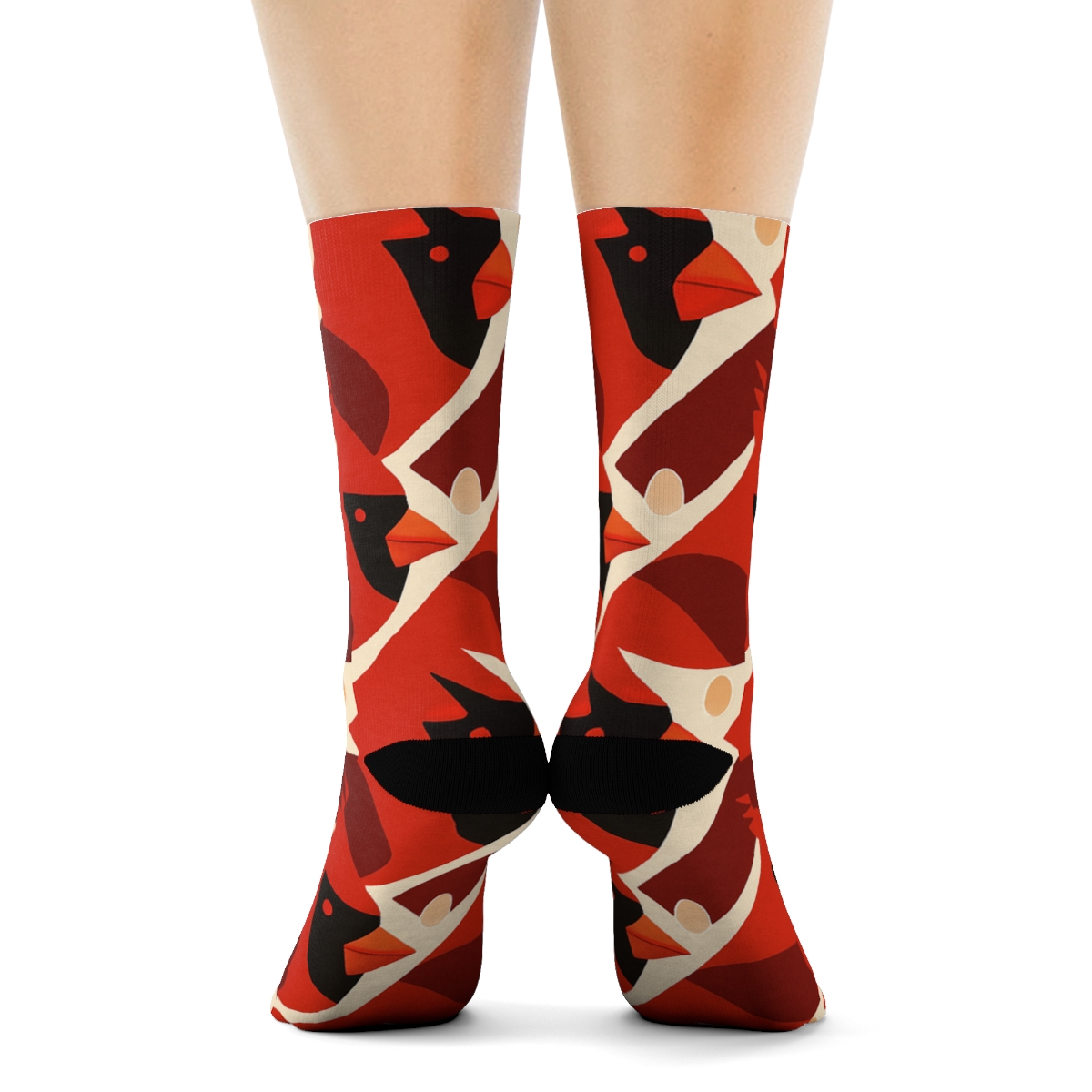 Cardinal Crest Chevron On Warm Ivory Background custom crew socksCardinal Crest Chevron on Warm Ivory Background Crew Socks - Image 4