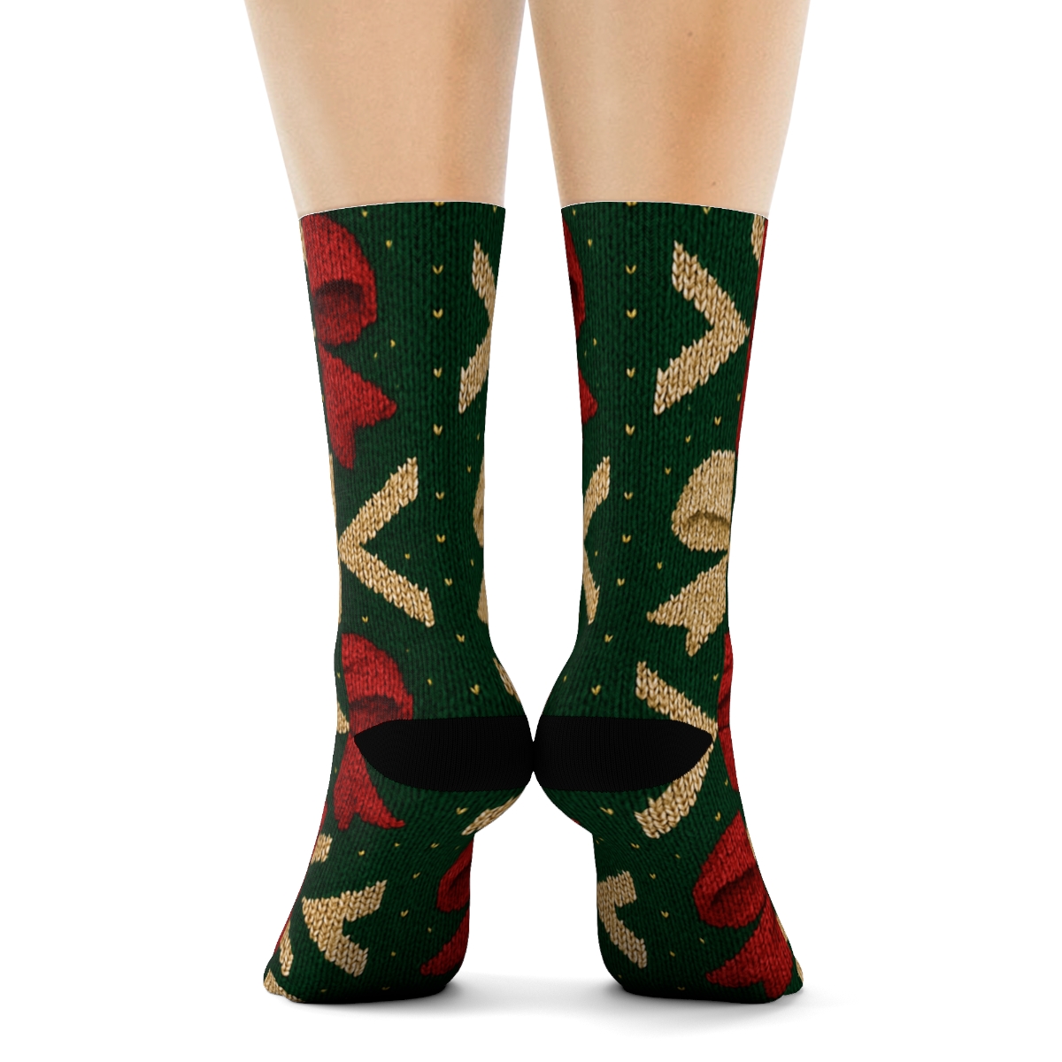 Presents Bow Chevron On Midnight Green premium sports crew socks