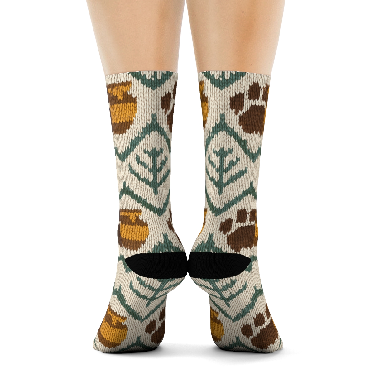 Bear Paw Knit Illusion Chevron comfortable cotton crew socks