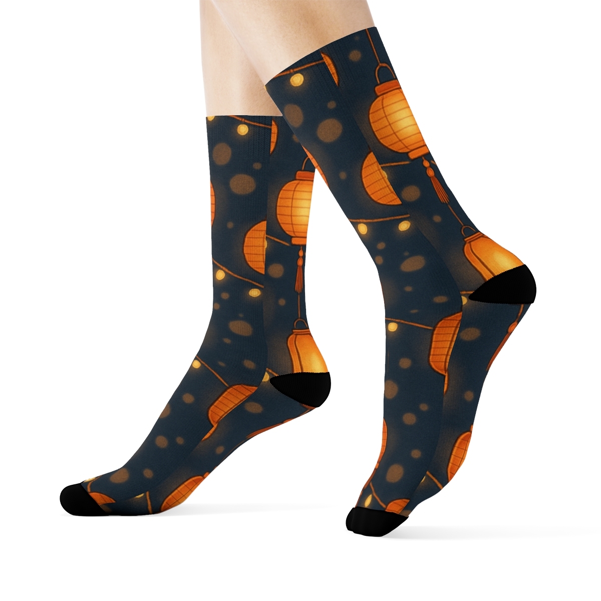 Midnight Festival Garland With Lantern Motifs comfortable cotton crew socks