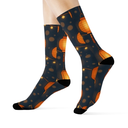 Midnight Festival Garland With Lantern Motifs comfortable cotton crew socks