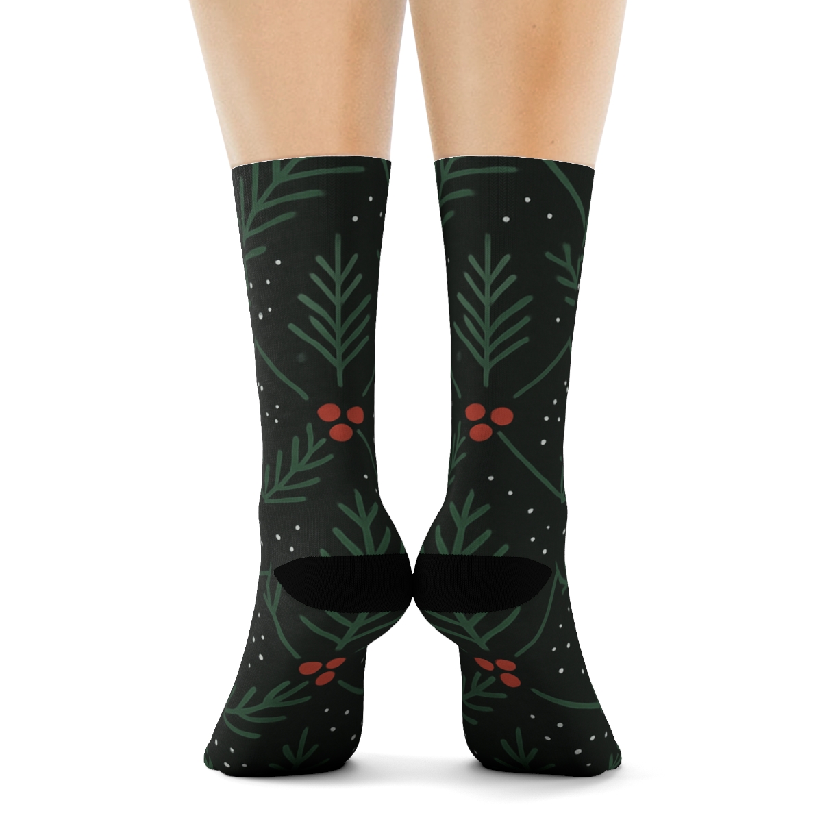 Fir Needle Lattice With Evergreen Branches Interior unique graphic crew socks