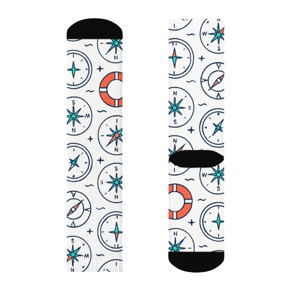 Compass And Lifebuoy Tiles With Sailor Charm stylish athletic crew socks