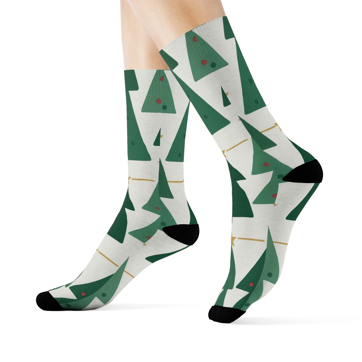 Minimalist Chic Holiday, Conical Icons, Christmas Tree unique graphic crew socks