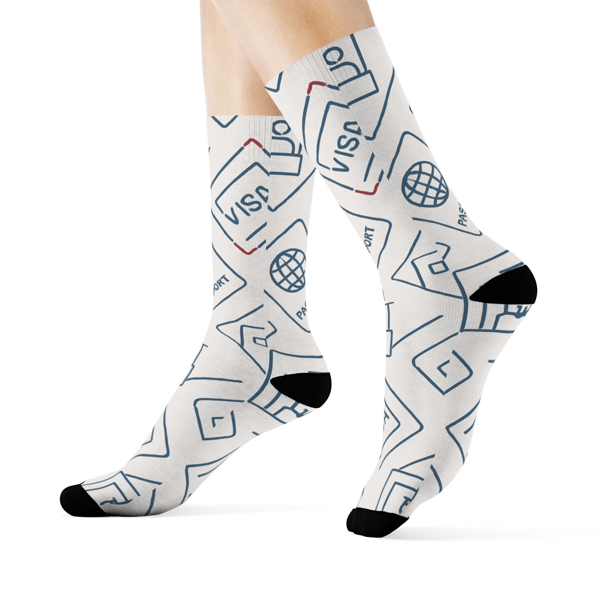 Passport Lattice In Immigration Officer Blue custom crew socks
