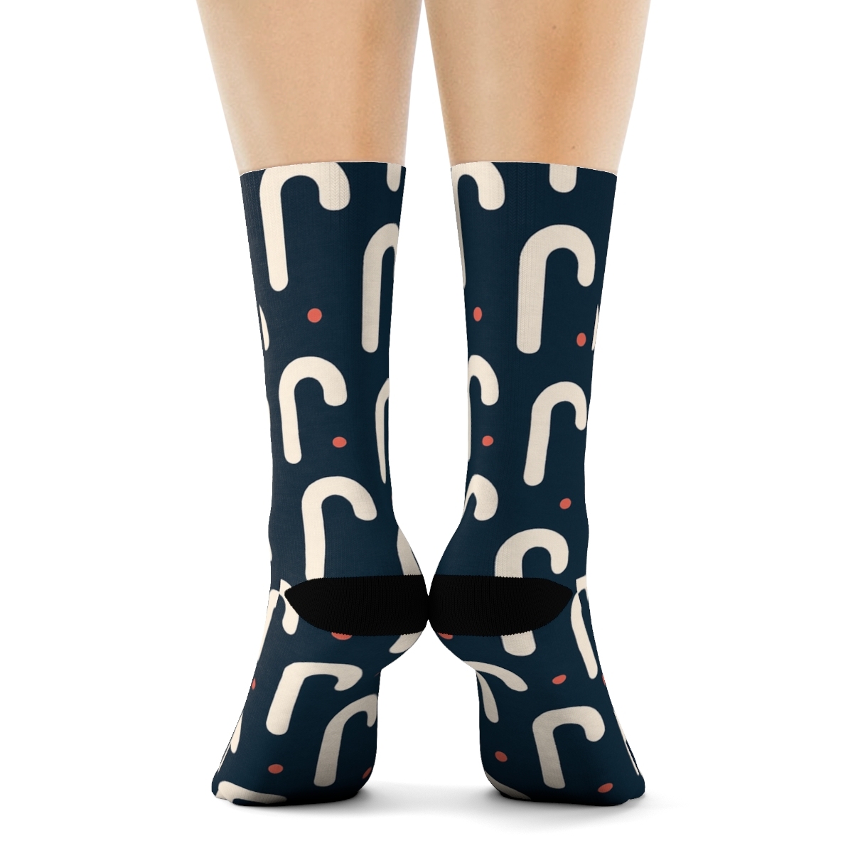 Minimal Candy Canes Silhouette Tessellation designer printed crew socks