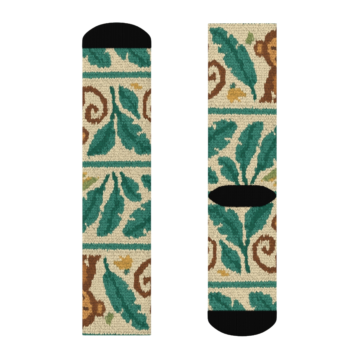 Knitted Illusion Monkey Vine Bands unique graphic crew socks