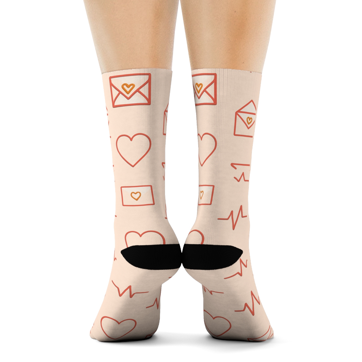 Tiled Love Notes With Classic Heart Motifs personalized crew socks