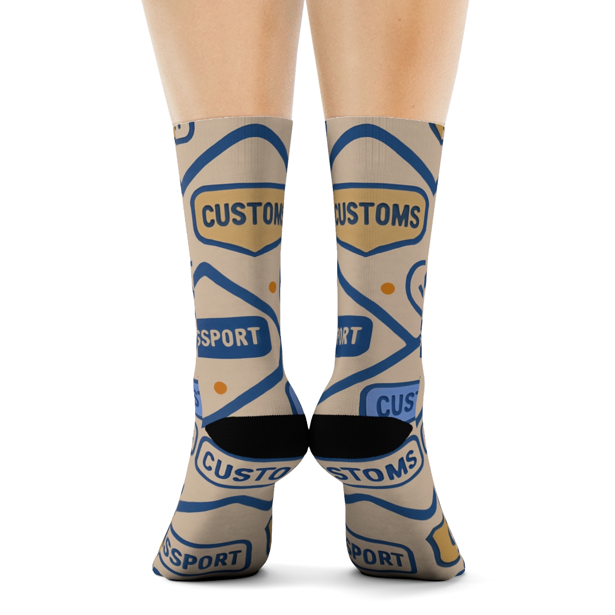 Passport Stamp Chevron In Customs Officer Style premium sports crew socks