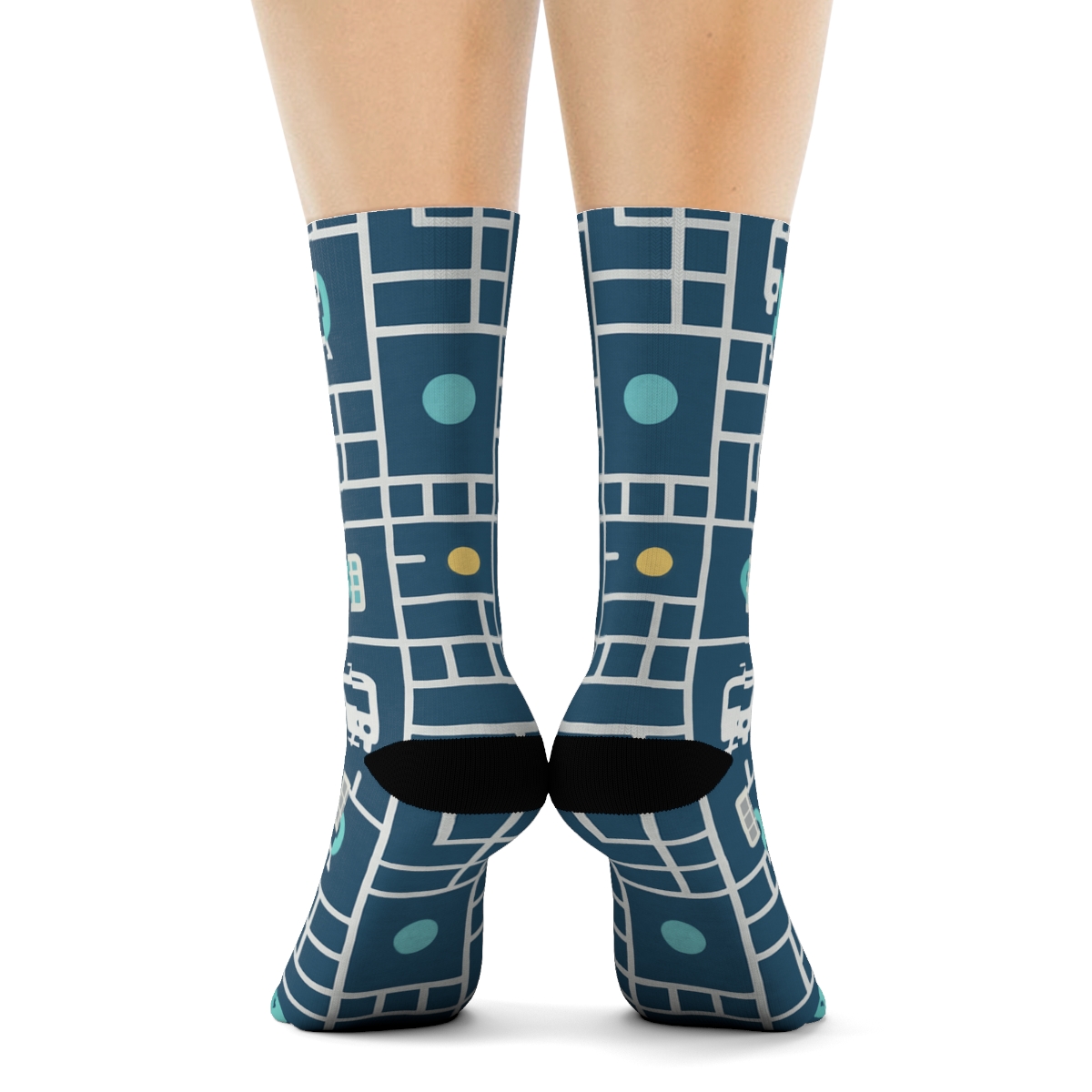 Street Grid With Urban Planner Transit Bands unique graphic crew socks
