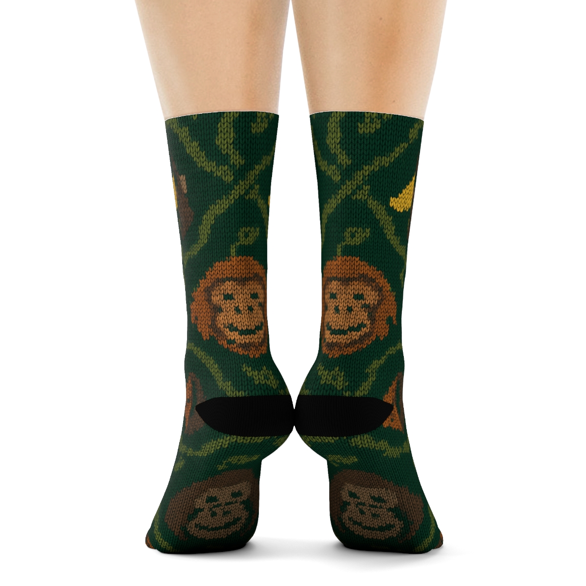 Knitted Jungle Ape Lattice soft everyday crew socks
