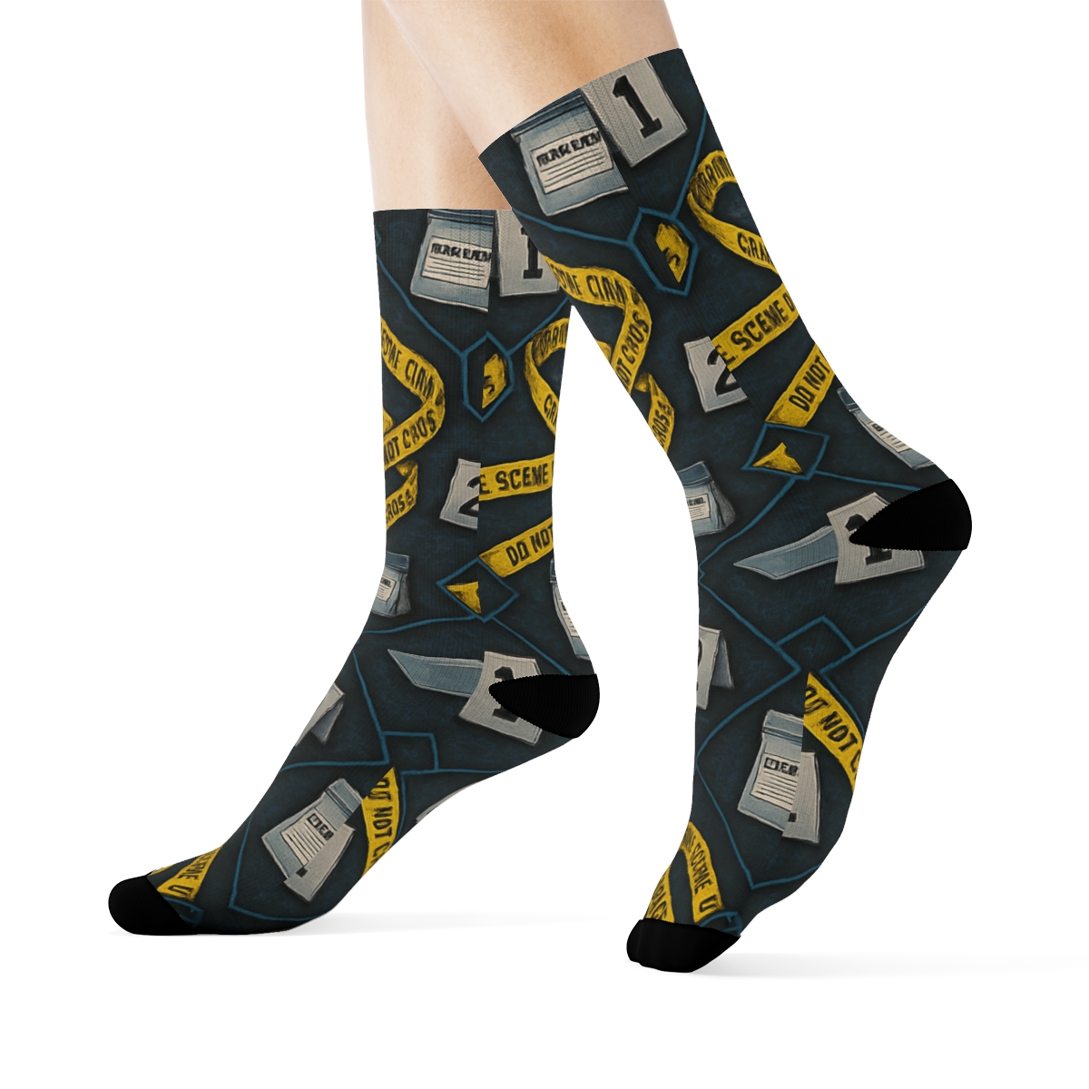 Evidence Collage Tiles With Forensic Scientist Details personalized crew socks