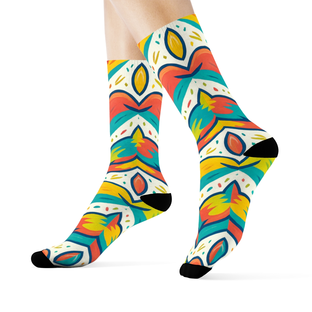 Parrot Beak Chevron Bands On Bright White Background custom crew socks