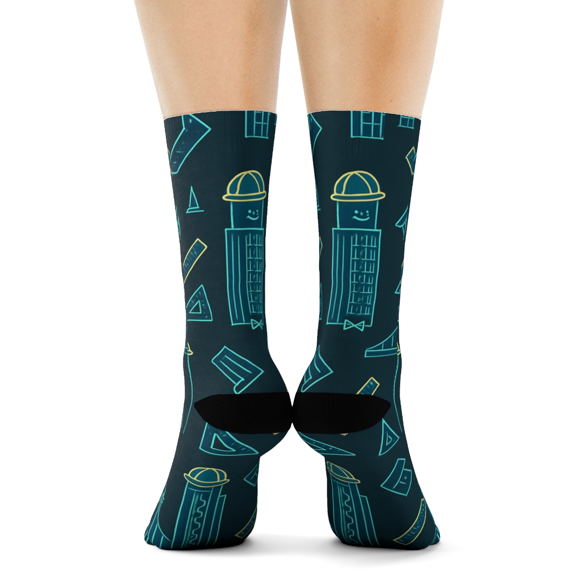 City Party Blueprint Parade For Architect trendy patterned crew socks