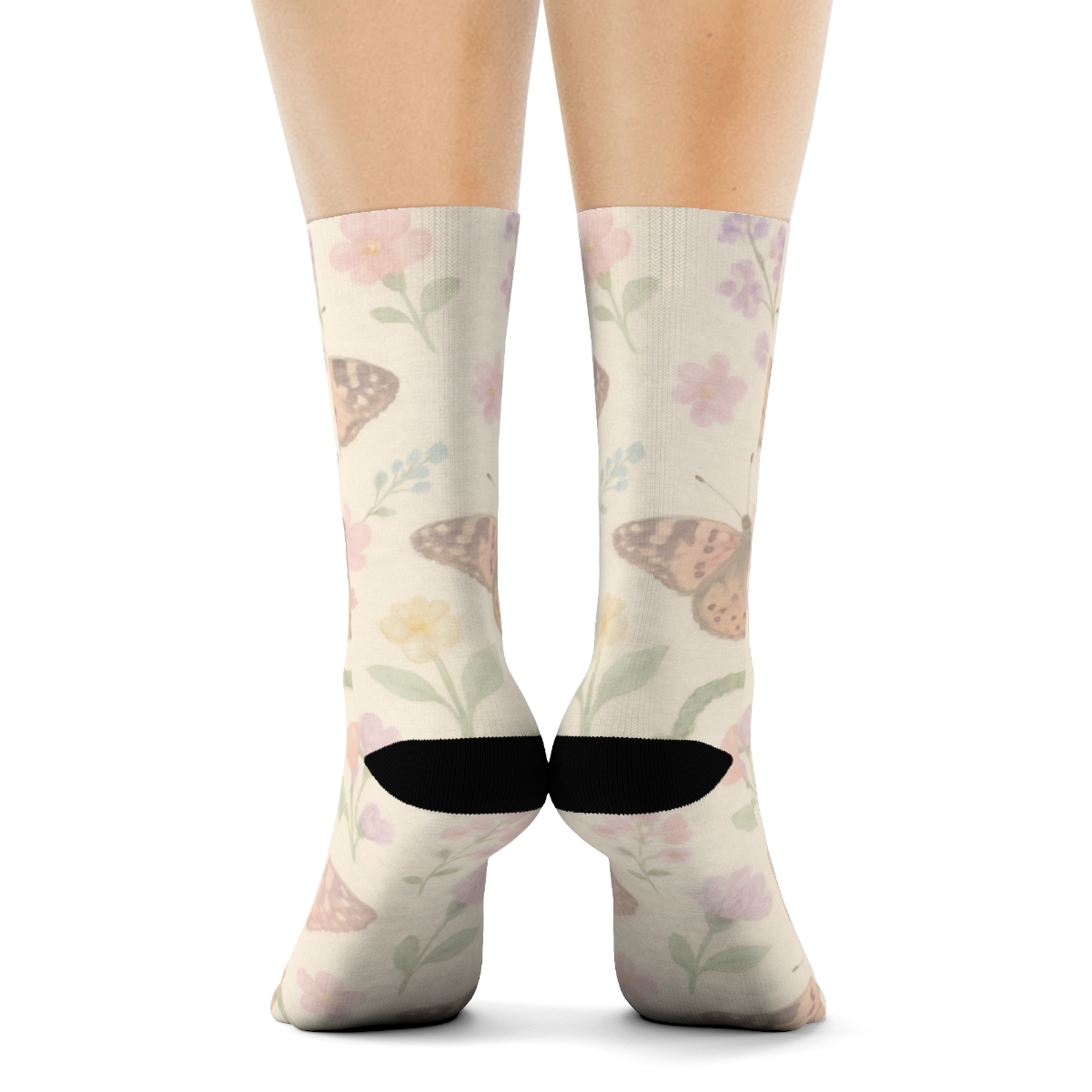 Pastel Garden Painted Ladies Scatter premium sports crew socks