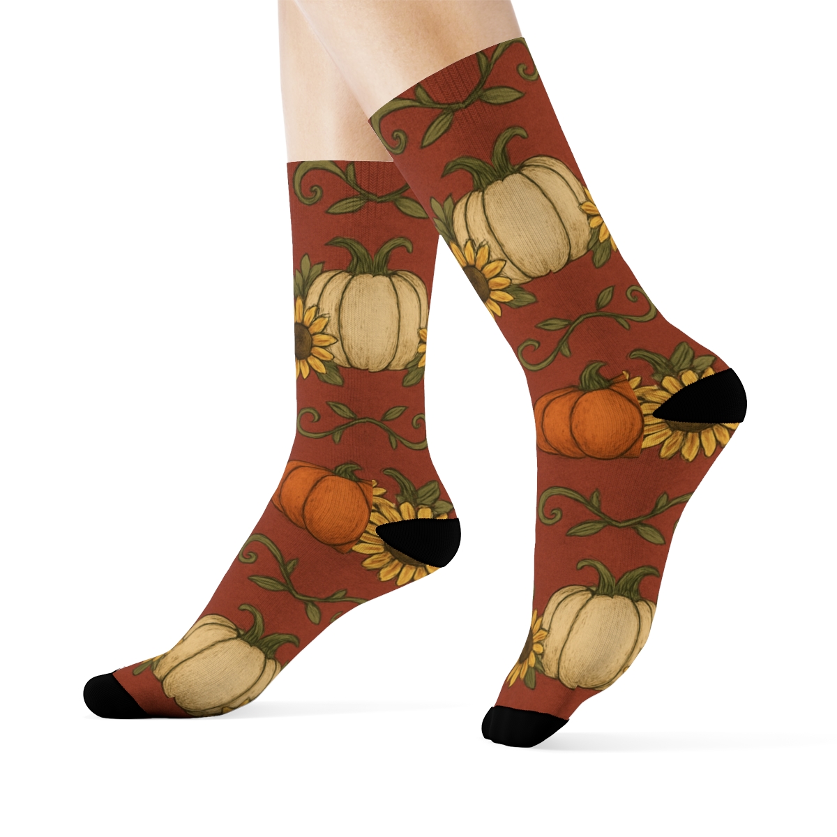 Pumpkin Patch Mirrored Band unique graphic crew socks