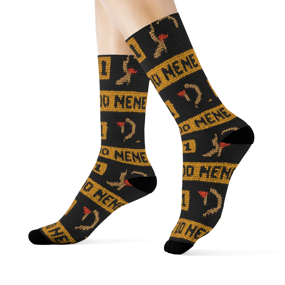Knitted Evidence Tape Bands, Crime Scene Investigator Edition unique graphic crew socks