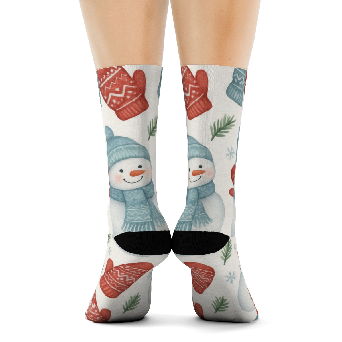 Winter Mittens And Snowmen Xmas Scatter personalized crew socks