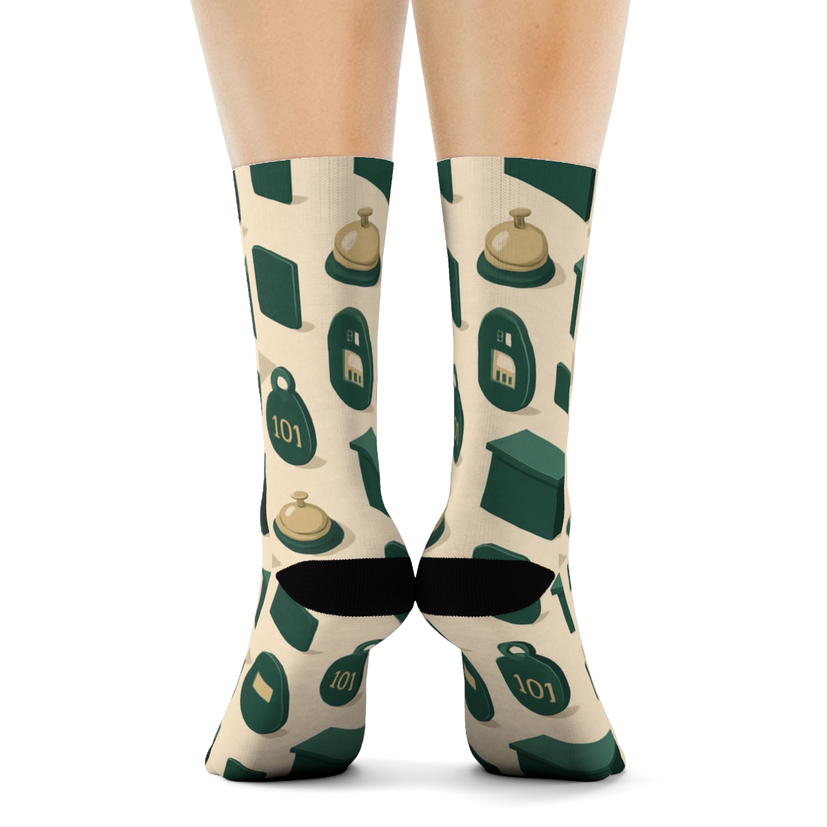 Lobby Lights Rhythm With Hotel Receptionist Motifs unique graphic crew socks