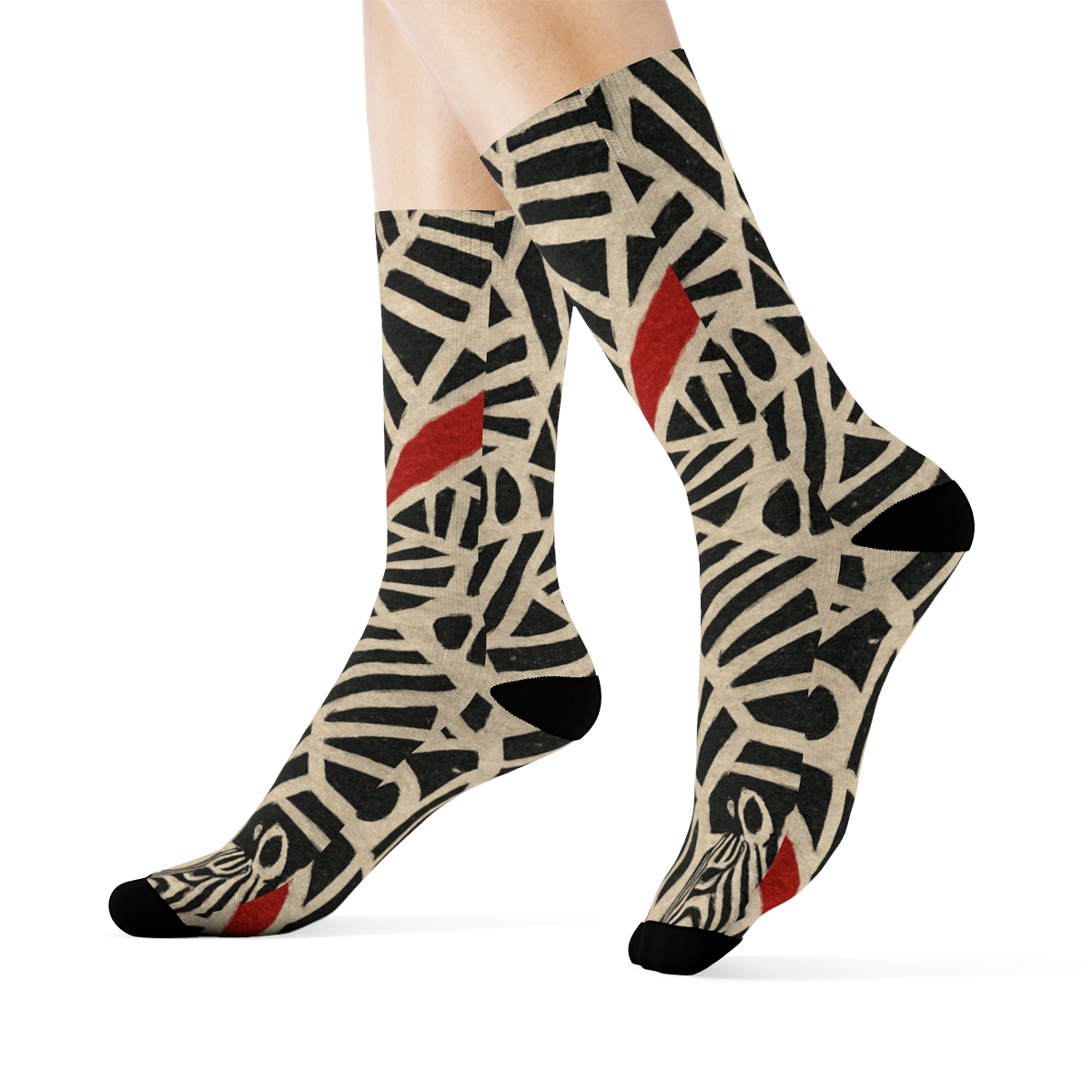 Fragmented Stripe Mosaic designer printed crew socks