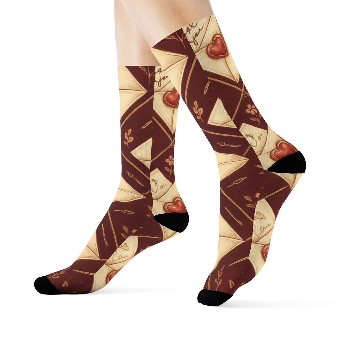 Mirror Lattice Valentines Love Letter Envelope And Wax Seal Ribbons premium sports crew socks
