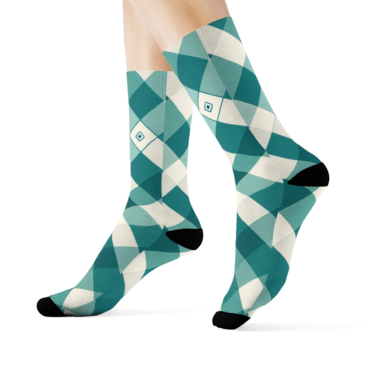 Orbiting Diamond Check Cascade soft everyday crew socks