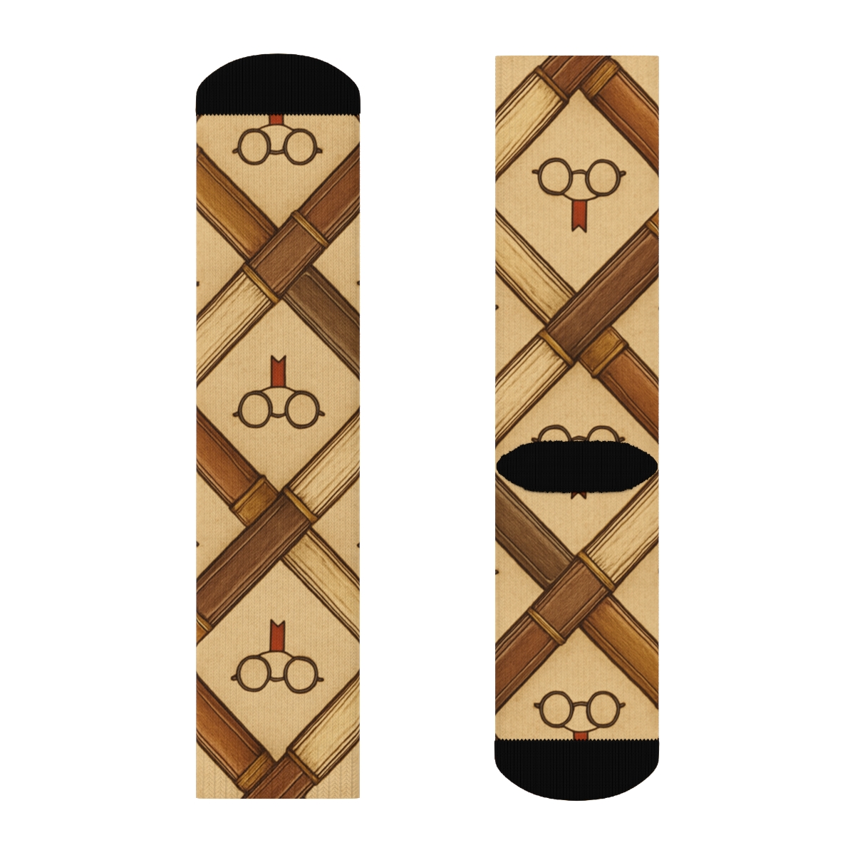 Book Spine Lattice For The Librarian designer printed crew socks