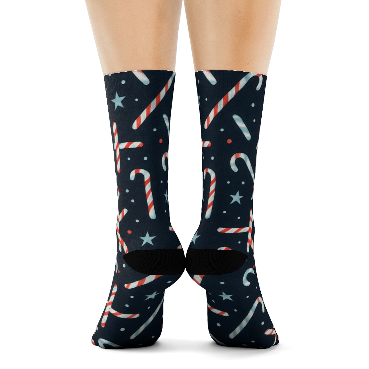 Icy Night Candy-canes Constellation Grid premium sports crew socks
