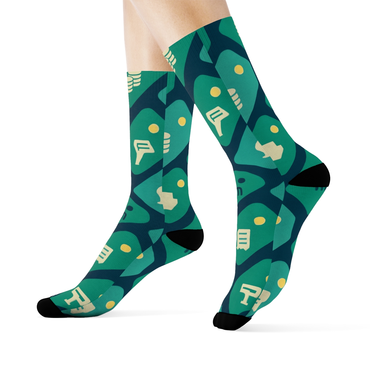 Price Tag Mosaic With Cashier Icons personalized crew socks