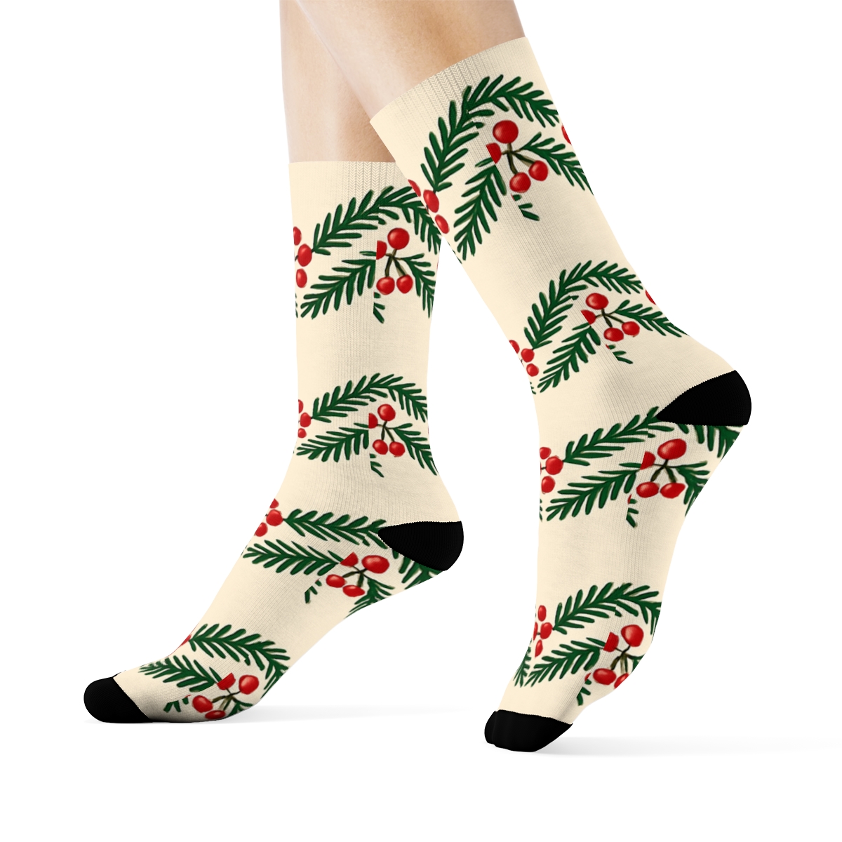 Merry Garland Border Holiday Design custom crew socks