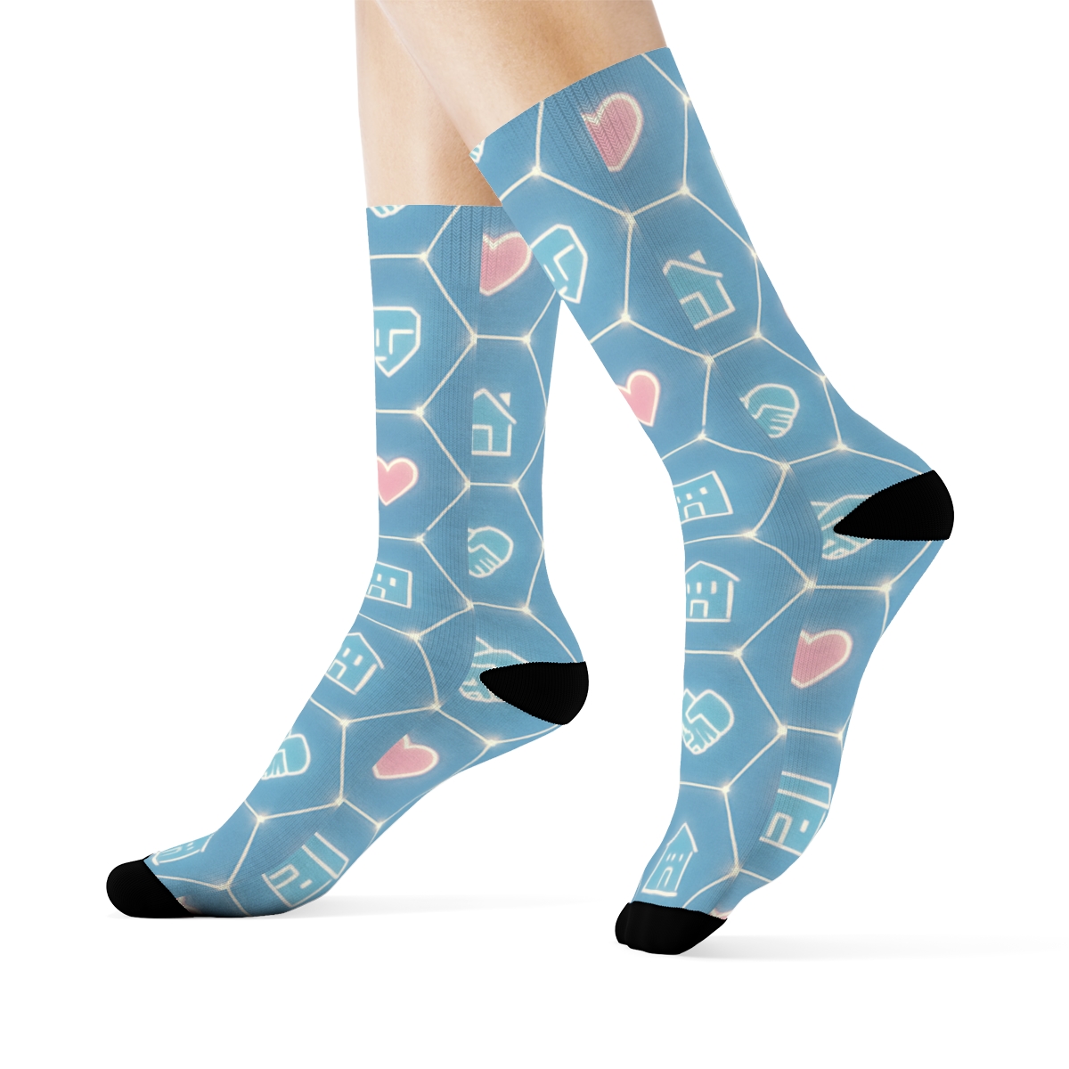 Community Care Constellation Social Worker Pattern designer printed crew socks