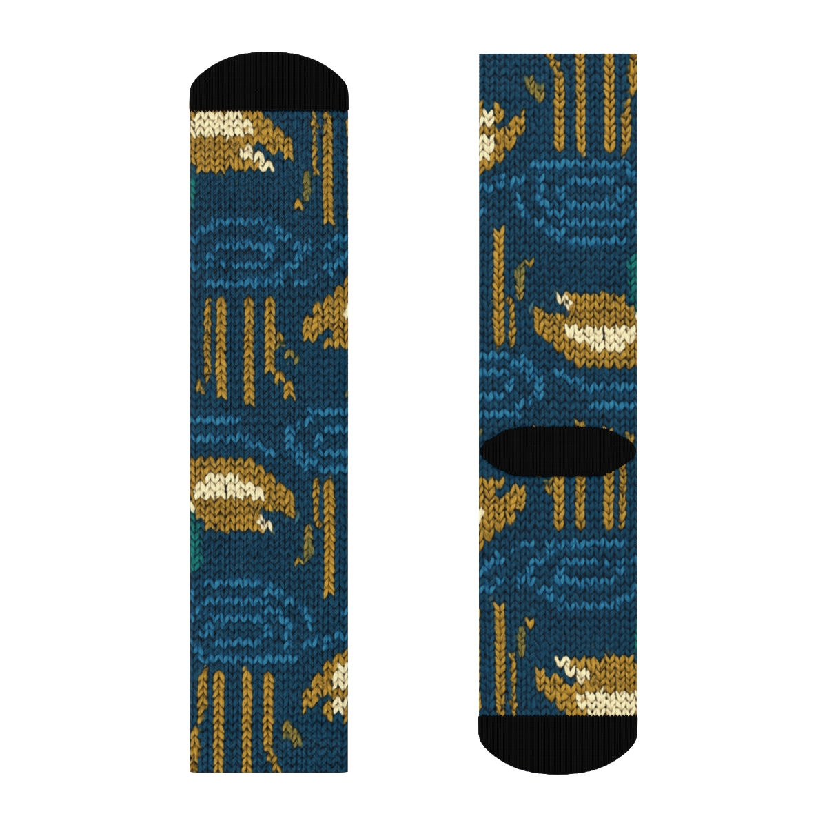 Knitted Pond Ripples Duck Pattern premium sports crew socks