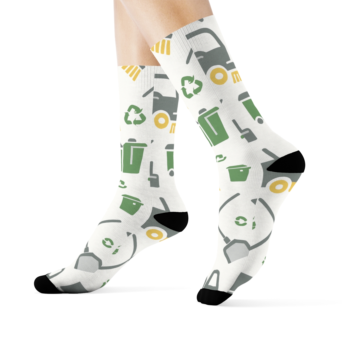 Garbage Collector Grid Of Street Sweeper Icons comfortable cotton crew socks