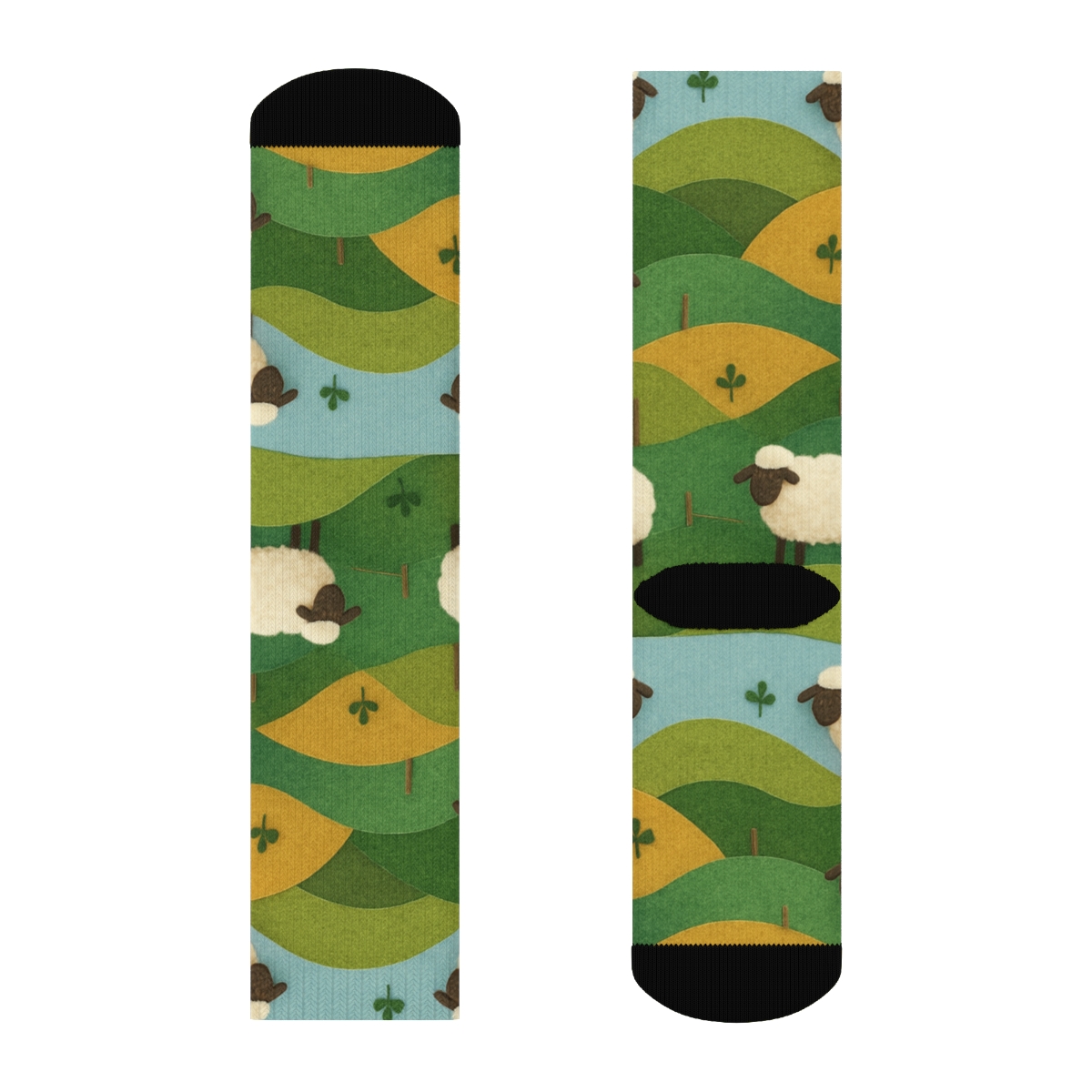 Rolling Hills Patchwork With Sheep Motifs premium sports crew socks