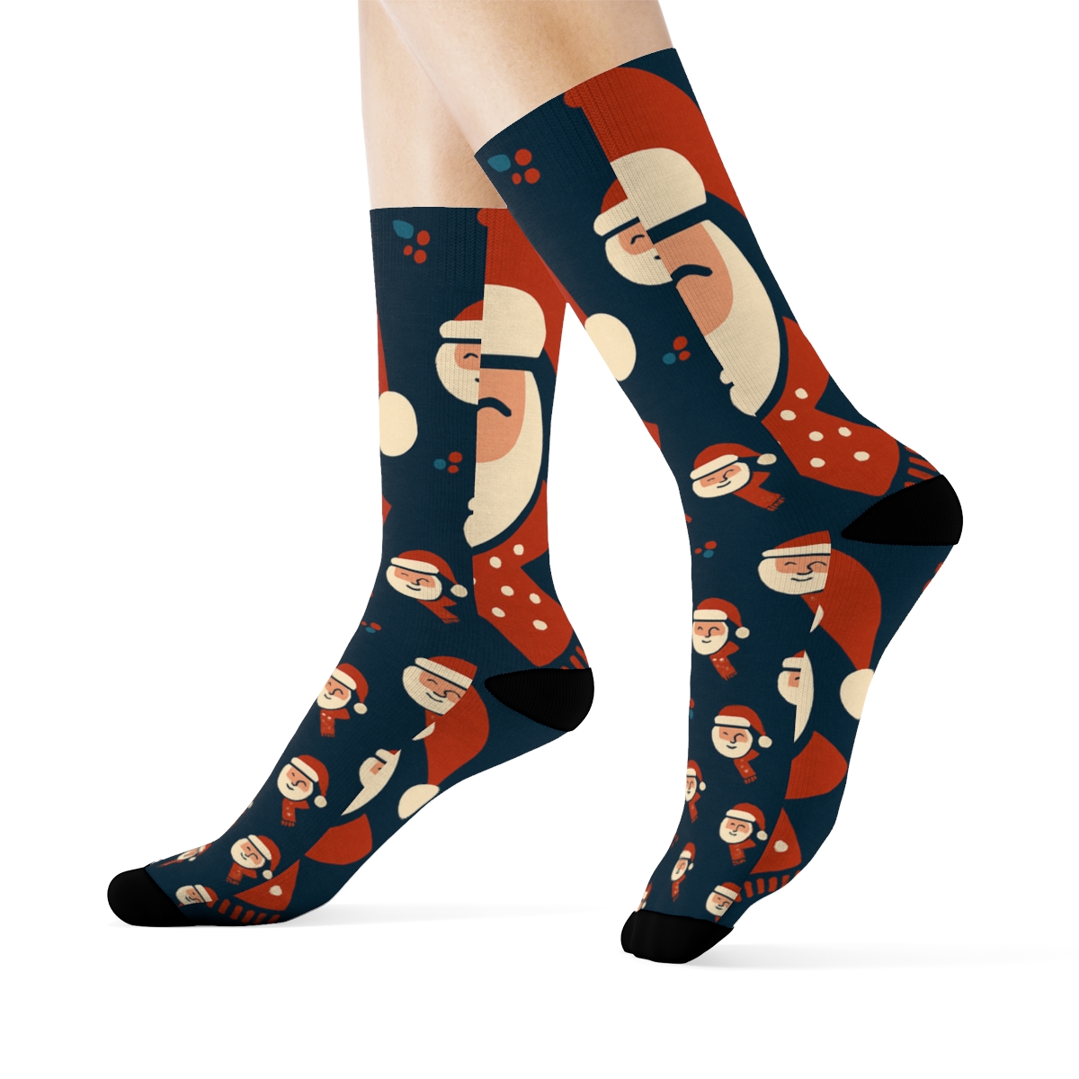Santa Face Progression Holiday unique graphic crew socks