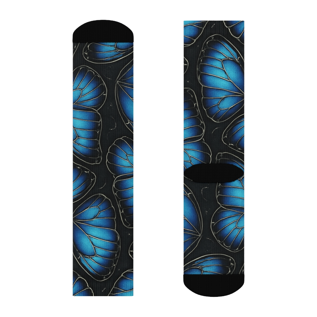 Iridescent Morpho Wing Vein Lattice On Charcoal Background soft everyday crew socks