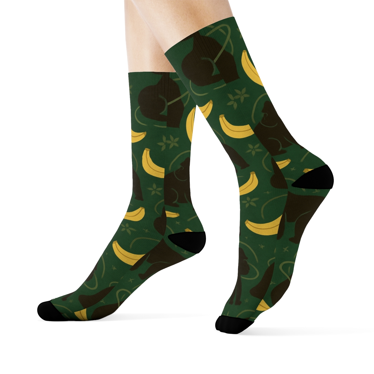 Constellation Grove With Ape Silhouettes trendy patterned crew socks